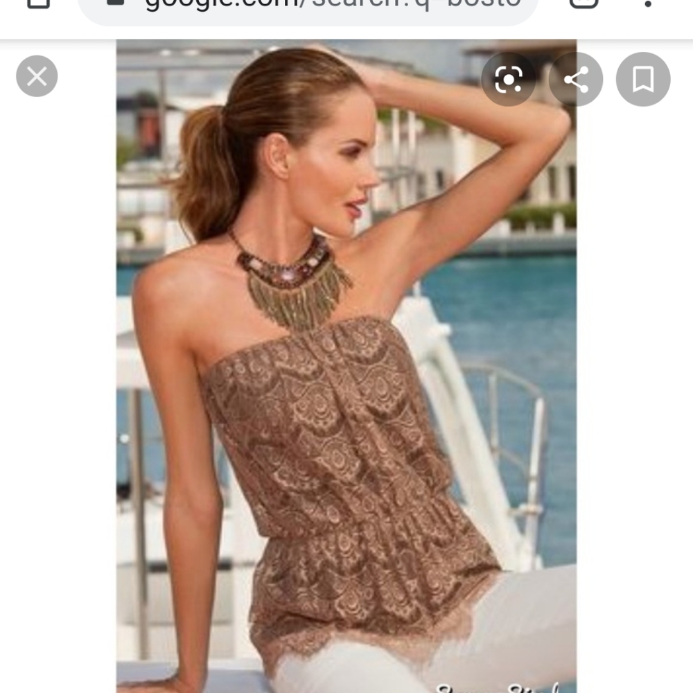Boston Proper Lace Strapless Top